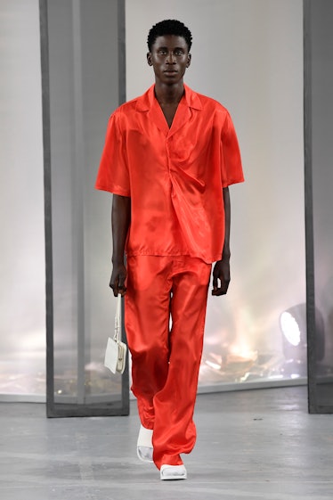 PARIS, FRANCE - JUNE 22: A model walks the runway during the Bianca Saunders Ready to Wear Spring/Su...